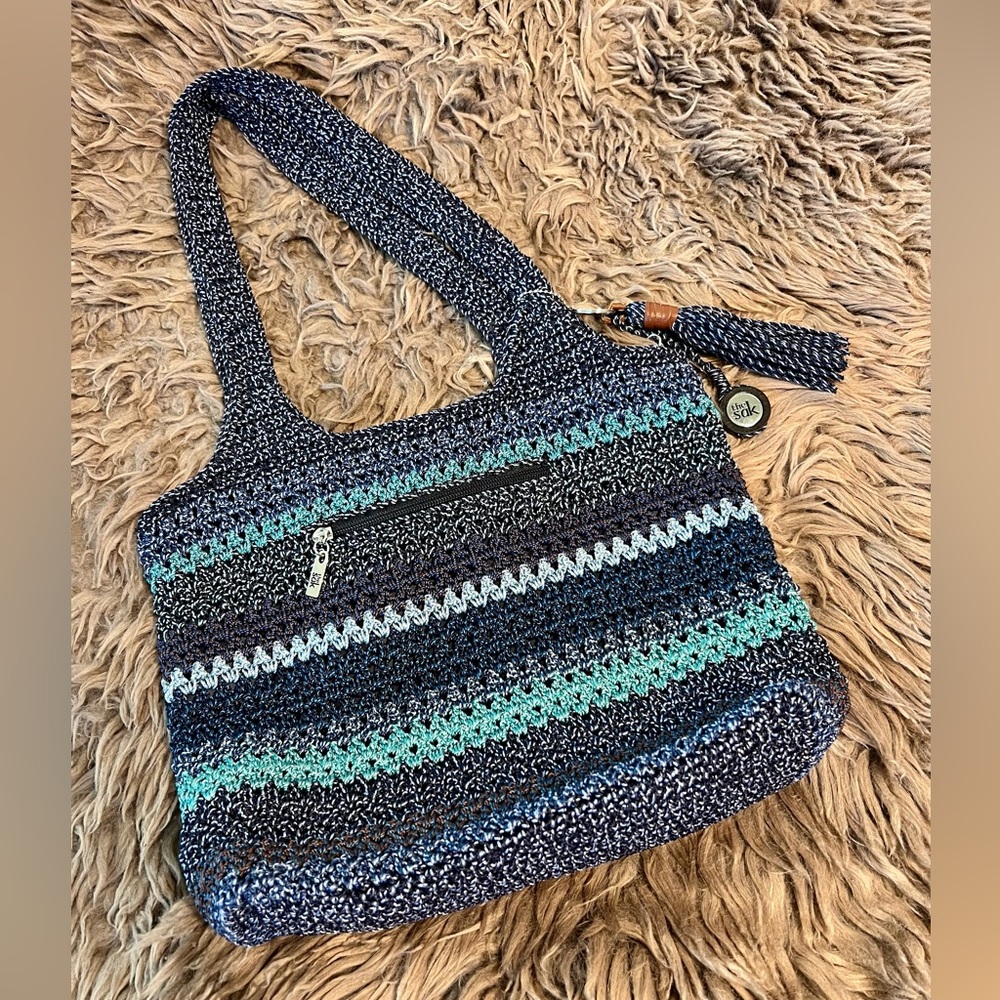 The Sak Blue Stripe Crochet Bag